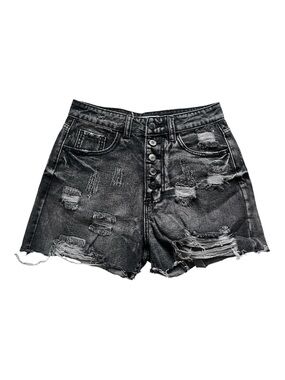 Adele B. High-Waist Distressed Black Denim Women’s Shorts Size M NWT